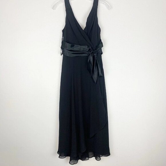Evan Picone Dress  Empire Waist Flowy Formal Fairy Satin Bow Midi Babydoll - Picture 1 of 8